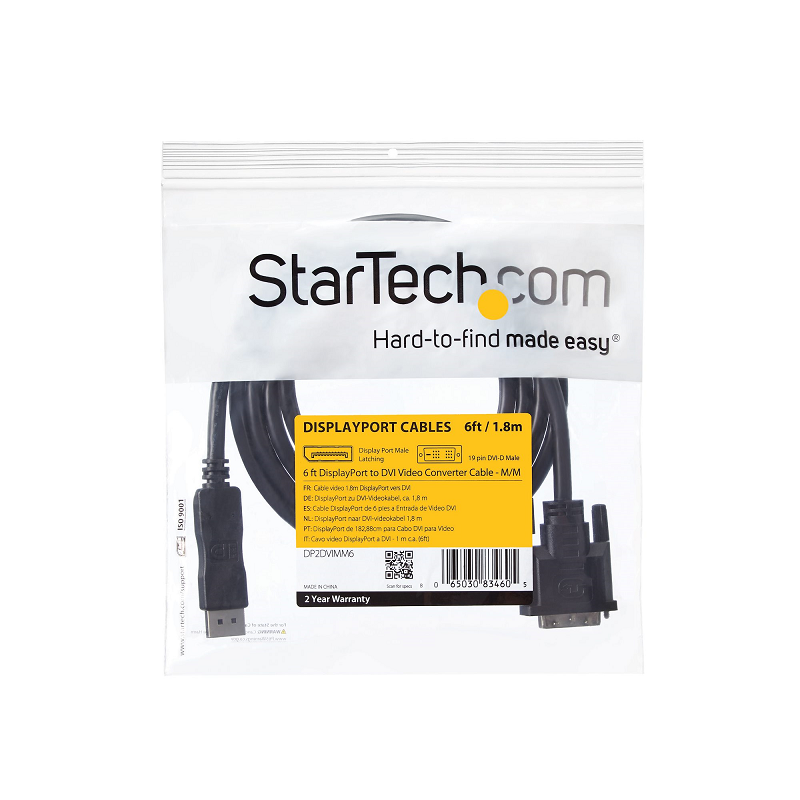 StarTech DP2DVIMM6 6ft (1.8m) DisplayPort to DVI Cable - 1080p Video